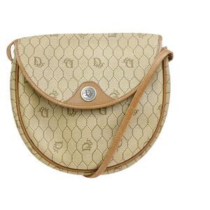 Christian Dior Vintage Honeycomb Canvas Beige Pvc Shoulder Bag Bag